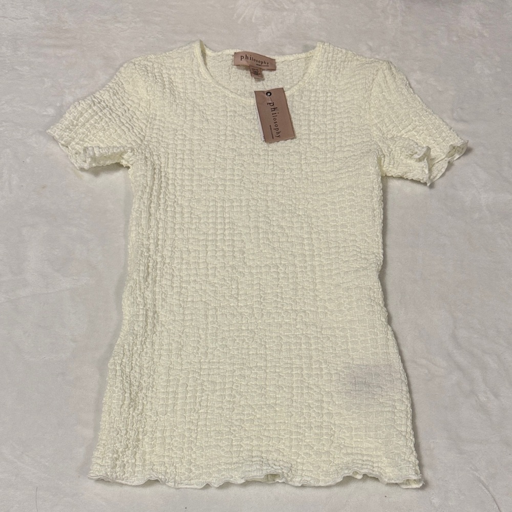 Philosophy Women's Ivory Textured Short Sleeve Top